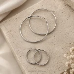 گوشواره بیسیک دایره استیل رنگ ثابت