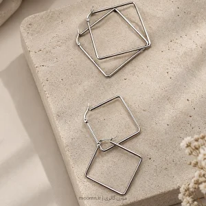 گوشواره بیسیک مربع استیل رنگ ثابت