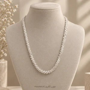 گردنبند خاویاری آبکاری نقره استیل ضد حساسیت