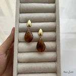 گوشواره پاییزی در ۵ طرح با رنگ‌های قهوه‌ای و عسلی مدل سه